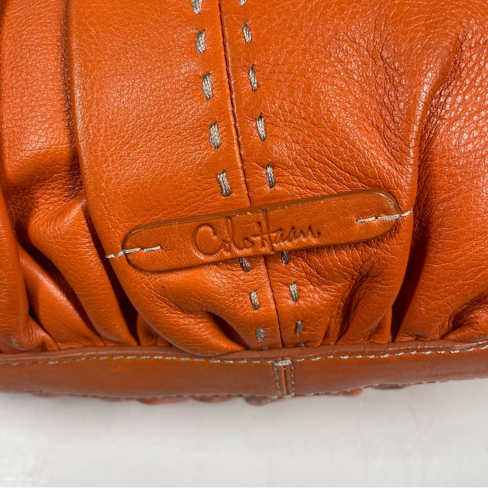 Cole Haan Orange Leather Hobo Shoulder Bag Purse Handbag Slouchy Boho Satchel - Picture 6 of 8
